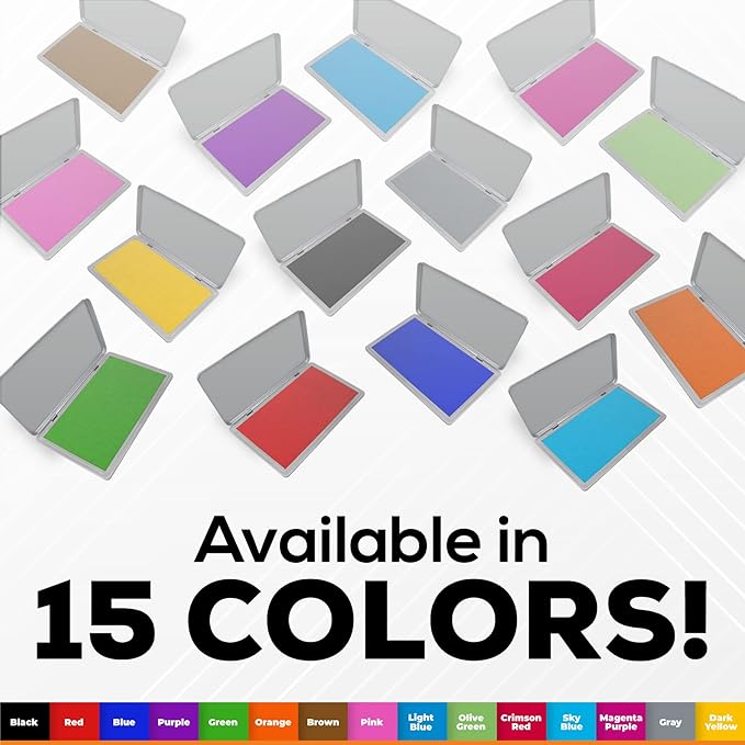 2 Pack Metal Case Stamp Pad Large Size, Gray Color - Size: 3" x 6" - Choose from 15 Ink Colors