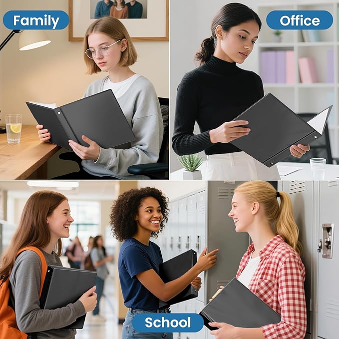 SUNEE 3 Ring Binder 2 Inch 1 Pack, Clear View Binder Three Ring PVC-Free (Fit 8.5x11 Inches) for School or Office Supplies, Black