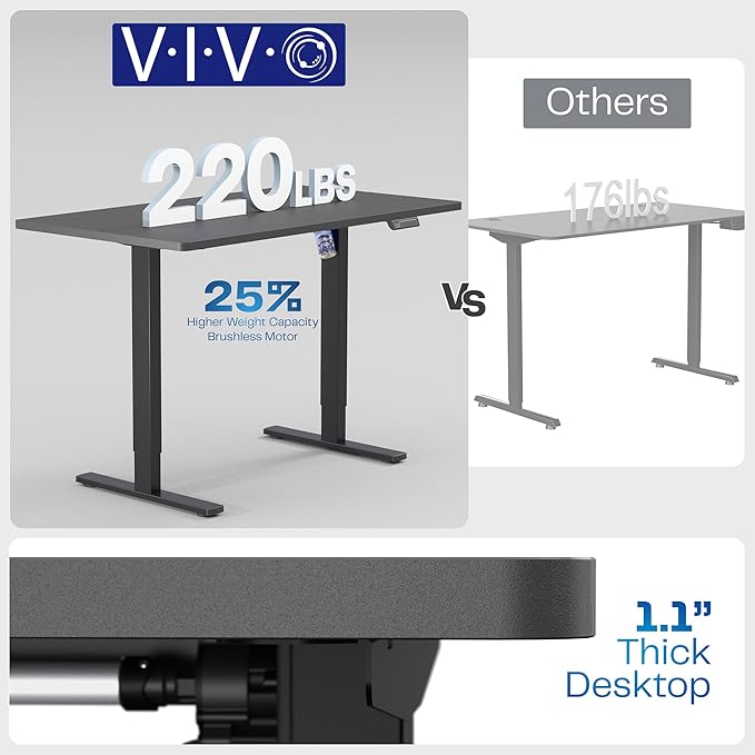 VIVO Electric 60 x 24 in Standing Desk, Memory Height Adjustment, 1B Series, Holds 220 lbs, One-Piece Dark Gray Top, Black Frame, DESK-KIT-1B6G