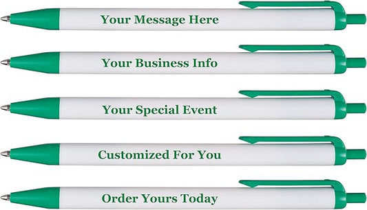 RevMark Personalized Ballpoint Pen, Custom Printed Name, Business or Event Information, Timeless Advertising, USA Made Pens, Promotional Marketing, Smooth Black Ink, Bulk Pack (Green,500 Ct.)