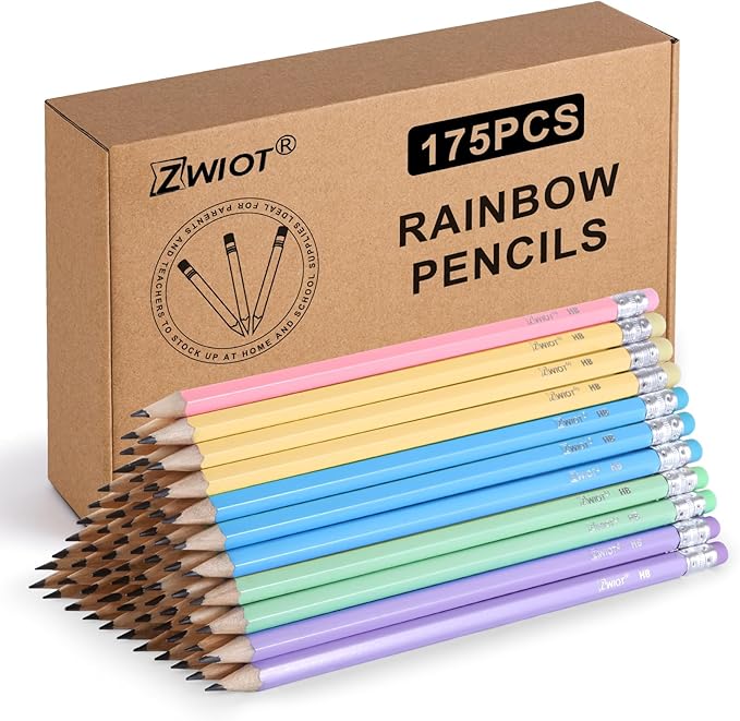 ZWlOT Wood-Cased Pencils, Pre Sharpened Pencils, 175 Count #2 HB Pencil with Eraser Bulk, School Classroom Teacher Supplies Gifts