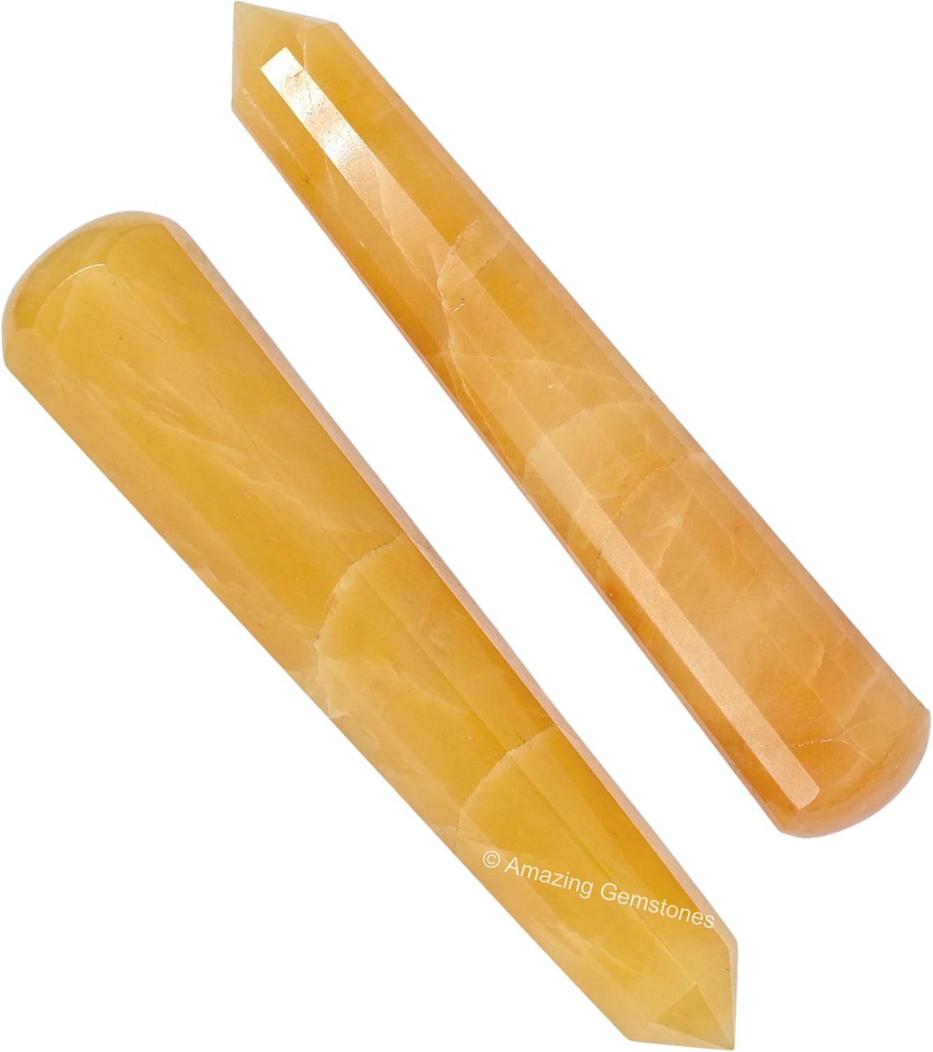 Amazing Gemstone Yellow Aventurine Crystal Wand Massage Stick - Pelvic Wand Gua Sha for Adults - Crystals and Healing Stones Massage Wands for Adults Gifts (Pointed)