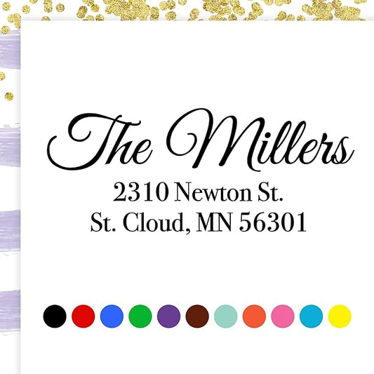 ExcelMark Personalized Return Address Stamp – Custom Self Inking Rubber Stamp (Large, Great Vibes)