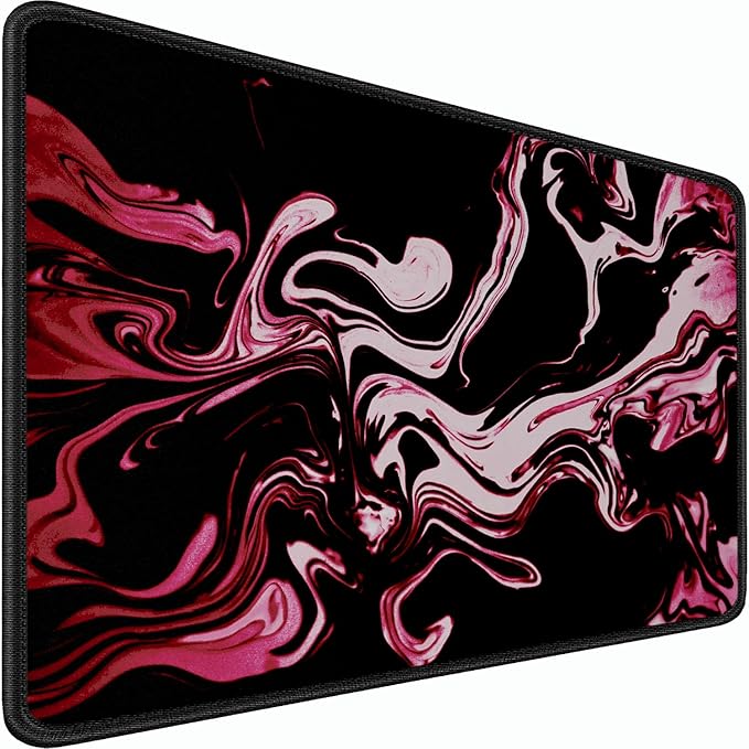 Gaming Mouse Pad, 31.5x15.7 inch Large Extended Computer Keyboard Mouse Mat, Water Resist Non-Slip Mousepad Rubber Base Long XXL Desk Mouse Pad for Gaming, Office & Home, Marble Red