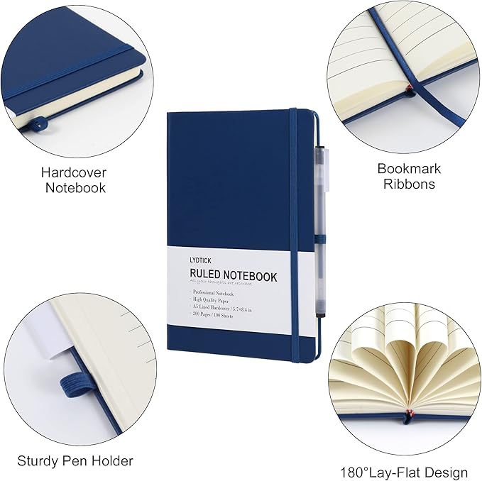 LYDTICK 20 Pack Journals for Writing College Ruled Notebooks Journal in Bulk, Hardcover Notebooks (200Pages) for Note Talking, Lined Bullet Journals for Home School Office, 5.7"x8.4", 10 Colors