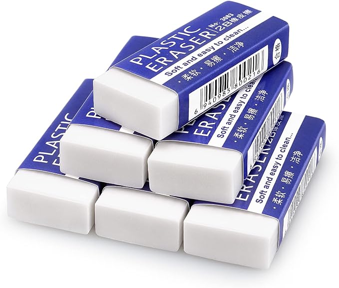 Tamaki 12 Pack Erasers, Large White Eraser for School Office, Art Erasers for Drawing