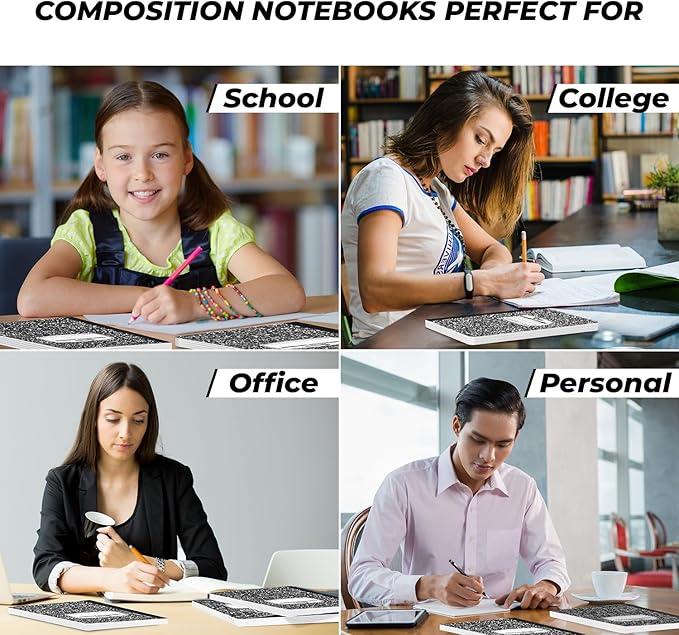 Rosmonde 5000 Pack (Pallet) Composition Notebooks Bulk, College Ruled, 200 Pages (100 Sheets), 9-3/4 x 7-1/2, Bulk Supplies for School Districts, Black Marble Notebook, 4-7 Days Transit