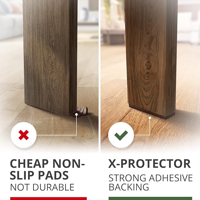 X-PROTECTOR Non-Slip Furniture Pads 8 PCS 1” x 4” - Rubber Furniture Grippers - Self-Adhesive Floor Protectors Grips for Furniture Feet!