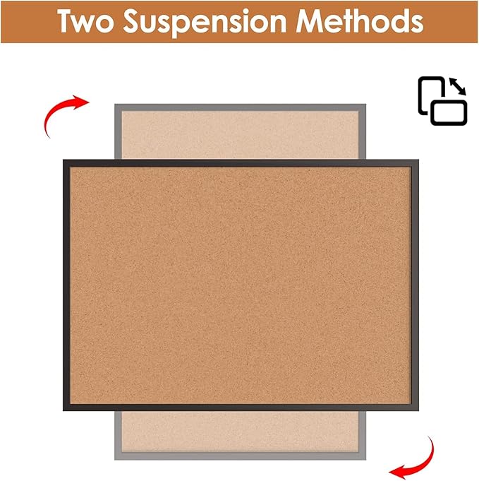 Board2by Cork Board Bulletin Board 24 x 36, Black Wood Framed 2x3 Corkboard, Office Board for Wall Cork, Large Wall Mounted Notice Pin Board with 16 Push Pins for School, Home & Office
