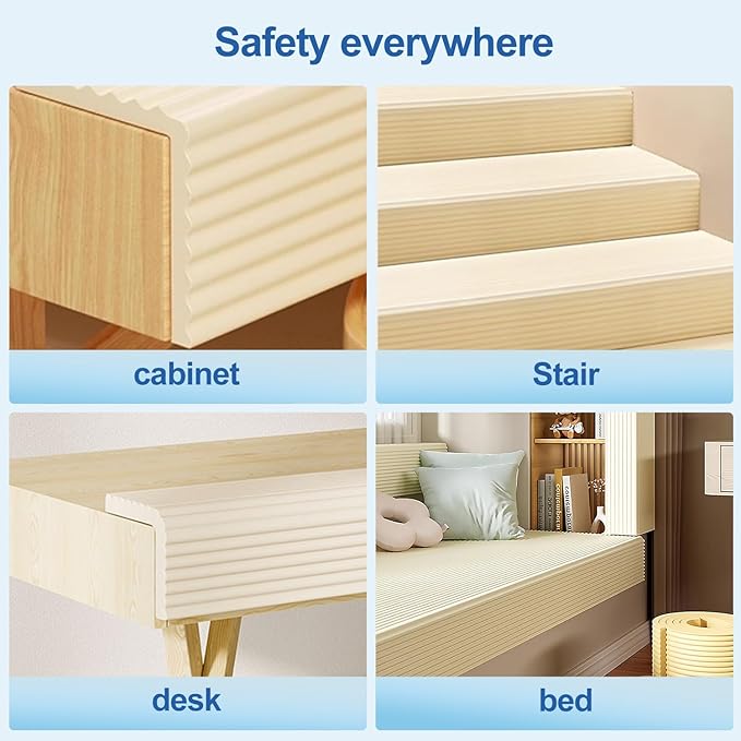 Edge Protector,Baby Proofing Baby Edge Protector Strip Safety,Soft Rubber Foam Padding,Edge Corner Guards Protector Corner Edge Bumpers for Furniture (Grey, 6.56Ft x 3.15" W x 0.31" Th)