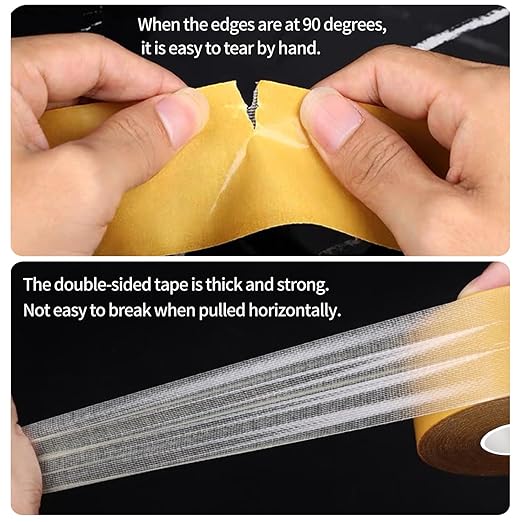 KAIYUER Thin Double Sided Tape Heavy Duty,High Stickness Clear Tape for Making DIY Crafts, Paste Photo, Rug Fixed, Floor,Wall Decor,Office Decor,No Glue Residue,0.5" x 66 FT