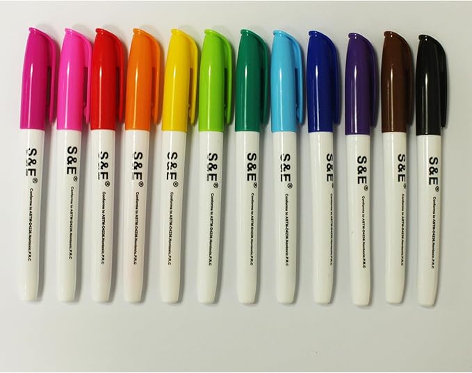 S & E TEACHER'S EDITION 96 Pcs Dry Erase Markers Colored markers 12 Assorted Colors with Low-Odor Ink Colored Whiteboard Markers for School, Office, Supplies