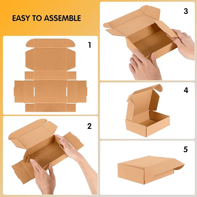 JOWLOT 12x9x4 inch Shipping Boxes Set of 20, Brown Corrugated Cardboard Box Literature Mailer for Mailing Packing Moving and Storage