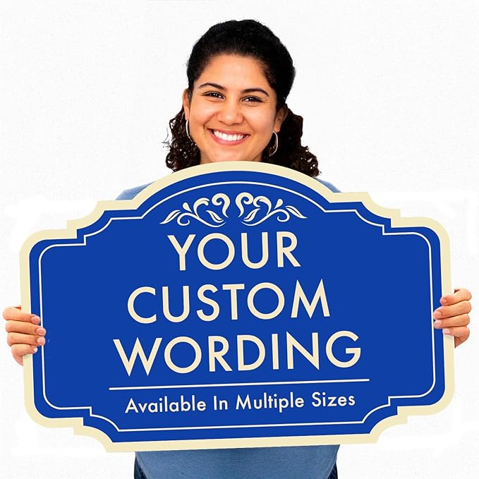 Personalized Custom Decorative Outdoor Metal Signs, Aluminum, Waterproof, Design 2 Blue Steel 10x7 In