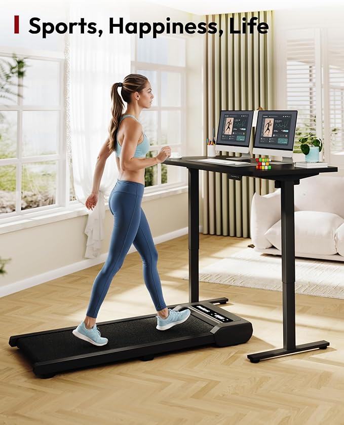 SANODESK Electric Standing Desk 40 x 24 Inches Whole-Piece Desktop Height Adjustable Stand Up Desk w/6-Button Controller Ergonomic Computer Desk for Home Office, Black Frame + Black Tabletop
