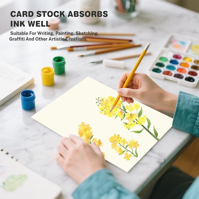 Cream Cardstock 8.5 X 11, 80 Sheets Card Stock, 75lb/ 200gsm Copy Paper, Cardstock Printer Paper for Art, Drawing, Invitations, DIY Cards, Watercolor, Craft, Construction, School & Office Supplies