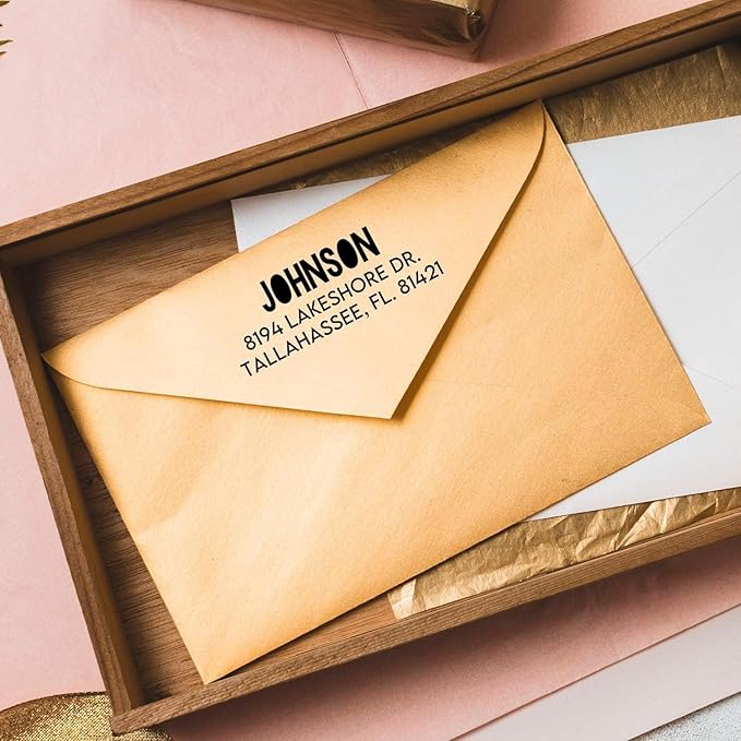 Self Inking Modern Address Stamps | Custom Return Address Stamper (Colorblock, Xtra Large)