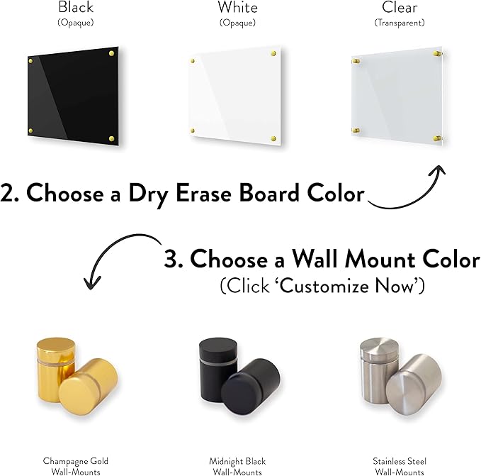 Acrylic Dry Erase Board for Wall with Stylish Border - Shipped Next Day, Made in USA, Non-Magnetic Whiteboard, Wall Mounted Board, Easy to Clean (Clear - 24x30)