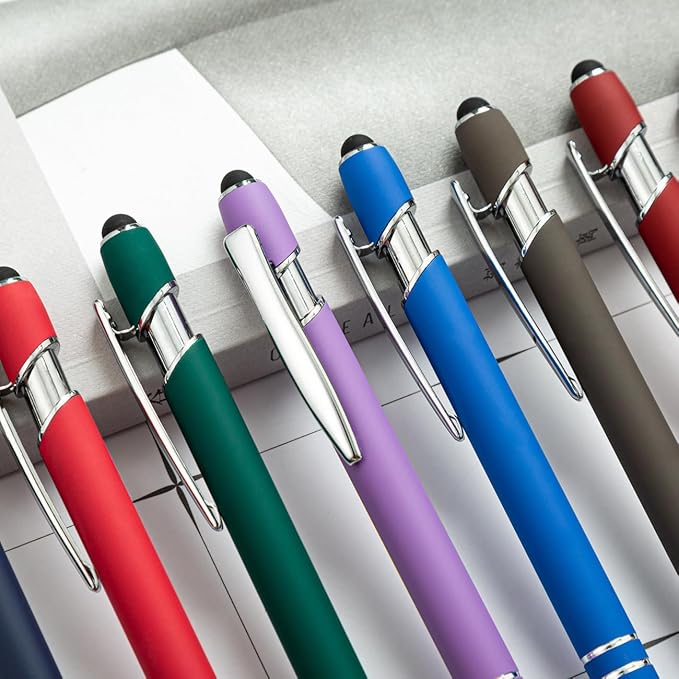 HEYZARDA Personalized Pens with Name Text Logo Custom Ballpoint Pen for Business Office Events with Stylus for Touchscreen 20 Pcs Peach