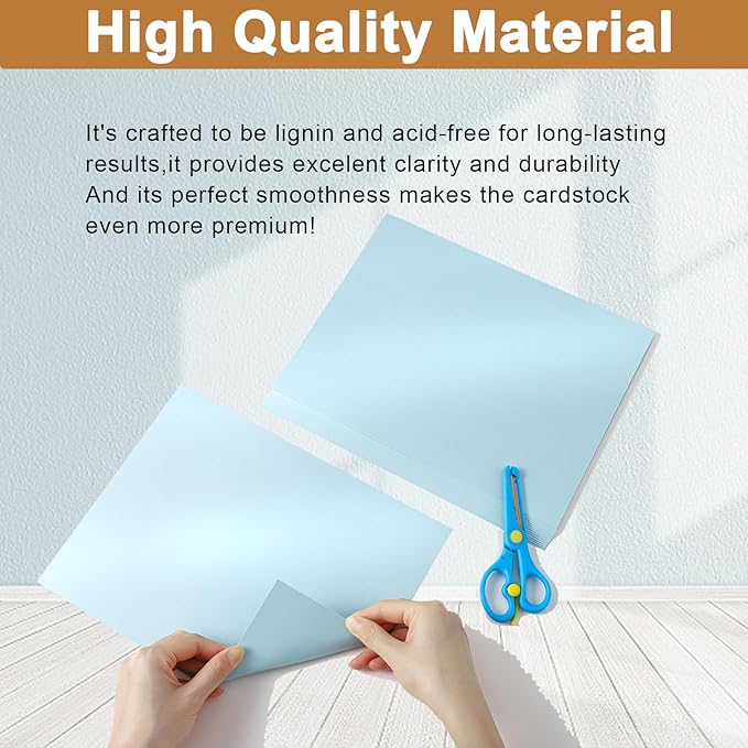 Silunkia 40 Sheets Blue Shimmer Cardstock 8.5 x 11 Metallic Paper, 75lb light blue Card Stock Craft Paper for DIY Card Making, Thank You Cards, Invitations, Anniversary Cards, Birthday