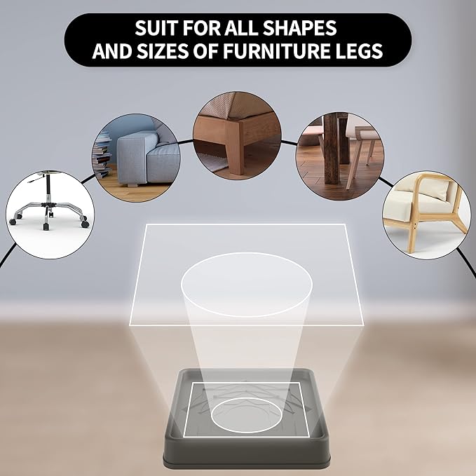 Furniture Coasters,8 Pcs 3” Furniture Caster Cups - Non Slip Furniture Pads Hardwoods Floors - Non Skid Furniture Grippers, Rubber Furniture Feet, Anti Slide Floor Protector for Bed Couch Stoppers