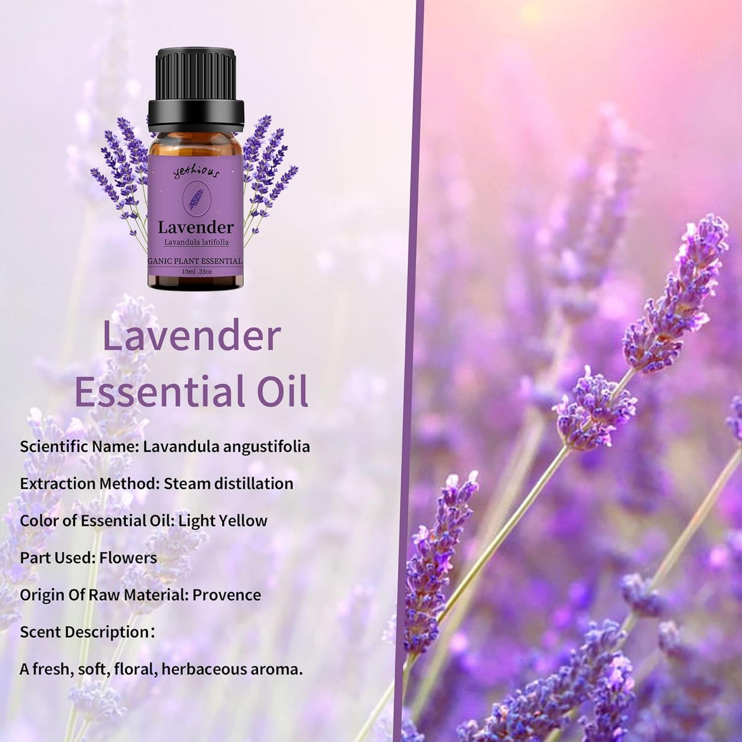 yethious Vanilla Essential Oil for Diffuser Organic Vanilla Lavender Essential Oil Set Lavender Oil 100% Pure Aromatherapy Oils - 2pcs X 10ml