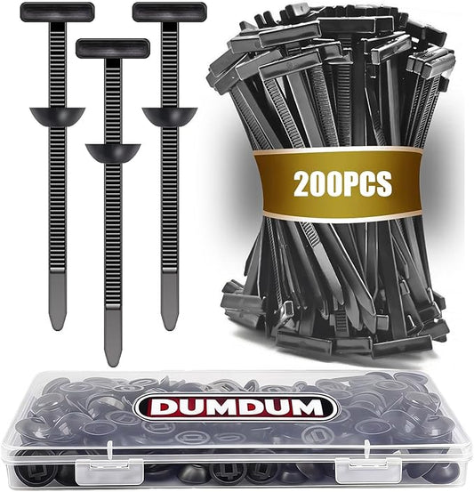 200 Pcs Nylon Universal Cable Tie Buckle with PP Storage Box - Multifunctional Zip Ties with Pin & Button, UV Resistant Fasteners for Car Repair, Bumper & Fender Clips (200PCS)