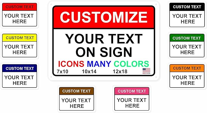 Custom Signs Outdoor Metal for Home Office Business, Personalized, Door, Porch, Delivery, Man Cave, Shop, Garage, Street. For Outside or Inside Use. Our Metal Signs Are UV Printed Solid Aluminum 14x10 inches, Header Box