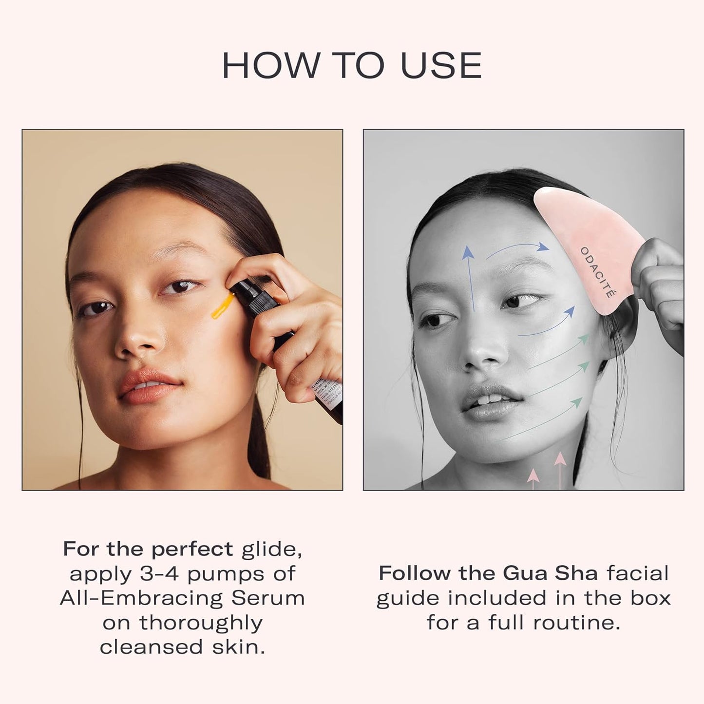 Odacité Gua Sha for Face Crystal Contour - Rose Quartz Face Roller & Facial Massager - Scraping Massage Tool Visibly Lifts & Revitalizes Skin - Reduce Puffiness, Wrinkles & Dark Under-Eye Circles