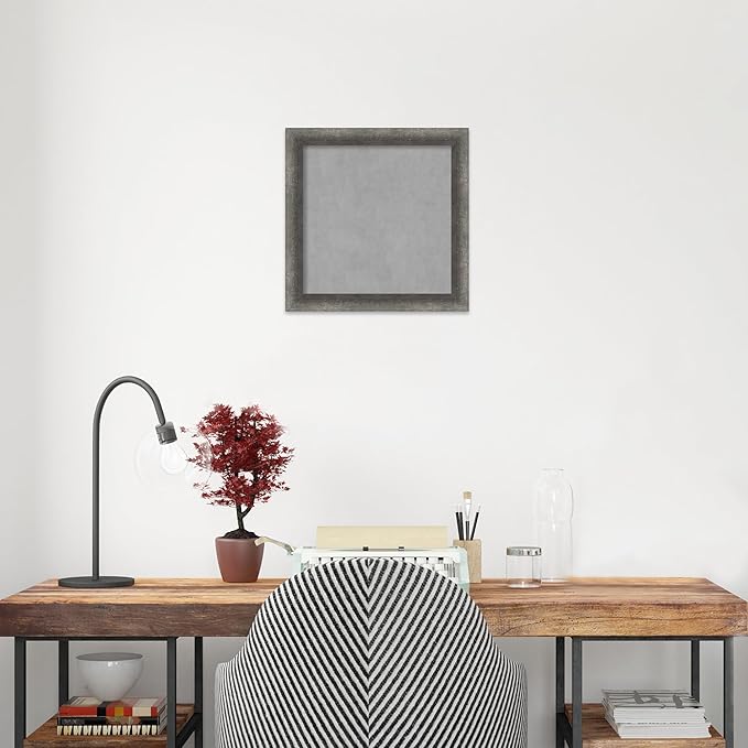 Amanti Art Grey Framed Magnetic Board 14x14 X-Small Vision Board for use with Magnets, 100% Metal Sheet to Display Items as Office Decor or for Home Organization in mudroom, Kitchen or Kids Room