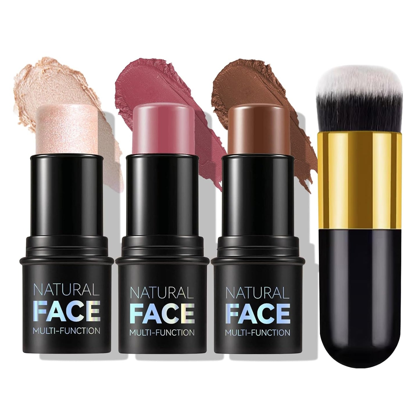 3Pcs Cream Contour Stick Makeup Kit,Create Face Contour,Highlighter Stick,Blush stick for Sculpt the Cheeks,Bronzer Contour Sticks,Waterproof and Long-lasting Contour makeup set,Non-greasy（02#05#06#）