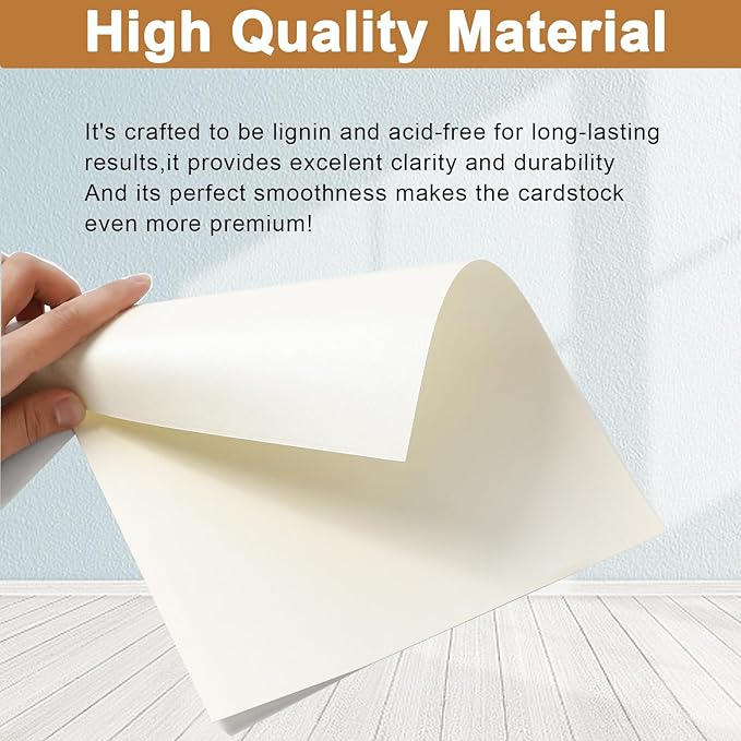 Silunkia 100 Sheets Cream Shimmer Cardstock 8.5 x 11 Ivory Paper, 200gsm/75lb Thick Off White Card Stock for Cards Making, Anniversary Card, Business Cards, Invitations, Certificates