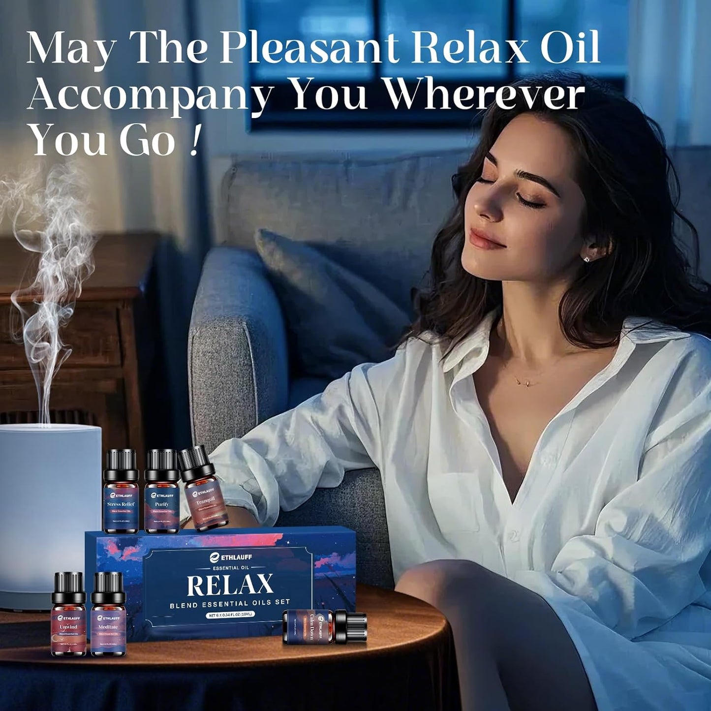 Relax Diffuser Oil, Eessential Diffuser Oil for Home, Humidifiers, Candle Making, Aromatherapy - Stress Relief, Calm Down, Tranquil, Meditate, Unwind, Purify, 6x10ml