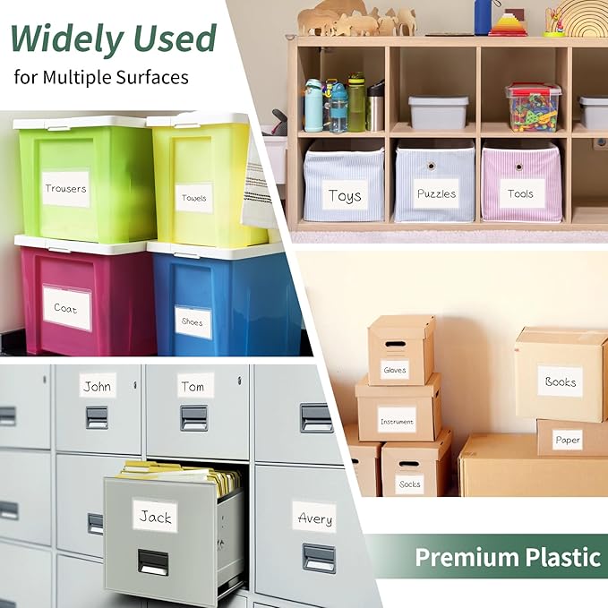 NIUBIER Storage Bin Labels, 36 Pack 3x4.5 Index Card Holder, Clear Adhesive Pockets, Removable Tote Labels Stickers for Packing Moving Box & Containers, Easy Peel Off