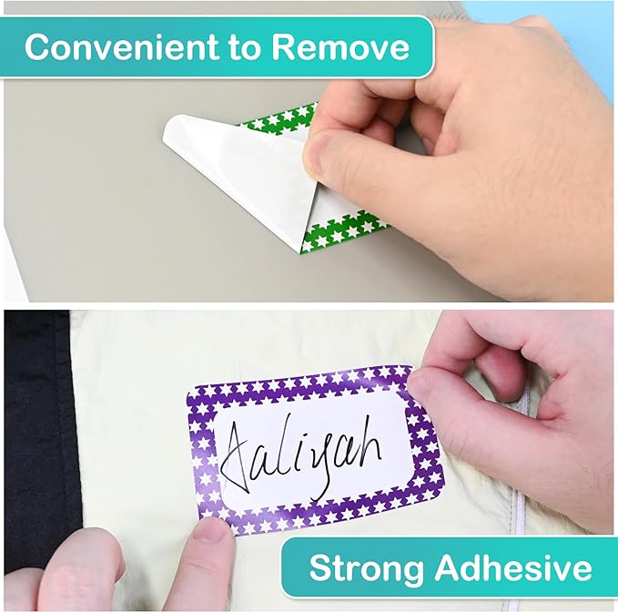 L LIKED 400 Stickers - 3.5" x 2.25"Colors Plain Name tag Labels with Perforated Line for School Office Home (Star - 400 Labels)