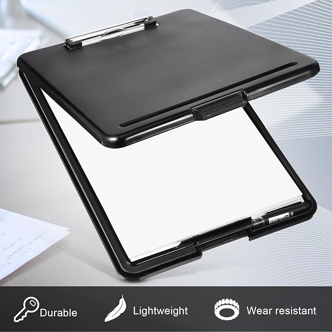 Geyee 8 Pcs Clipboard with Storage Plastic Foldable Nursing Clipboard Storage with Pen Holder 9. 5 x 13. 4 Inch Foldable Clip Board with Low Profile Clip for Student Teacher Nurse Office Supplies