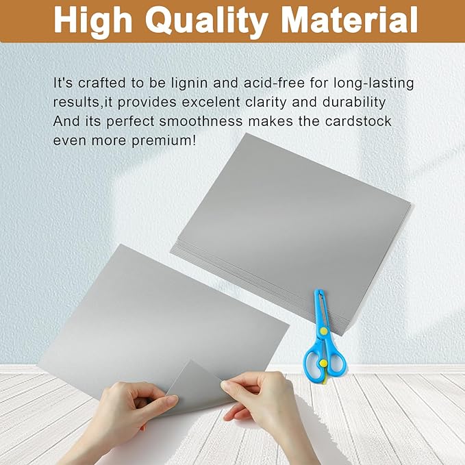 Silunkia 40 Sheets Silver Shimmer Cardstock 8.5 x 11 Metallic Paper, 75lb Thick Card Stock Cutting Paper for Greeting Cards, Card Making, Business Cards, Invitations, Scrapbooking