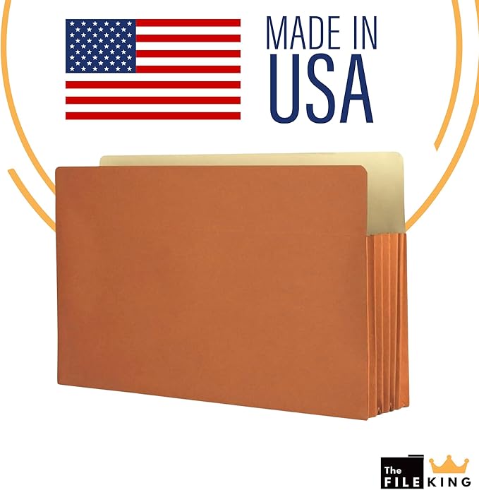 The File King Expanding Accordion File Folder - Legal Size | Box of 10 Redropes | 5.25” Expansion | Store and Organize Papers | Keep Records in One Place | Save Time Searching