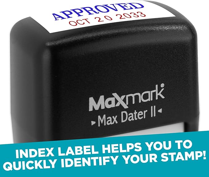 MaxMark Self-Inking Rubber Date Office Stamp with Received Phrase & Date - Blue Ink (Max Dater II), 12-Year Band