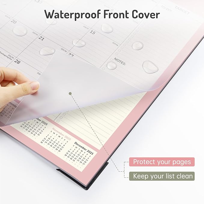 Forvencer 22" x 17" Large Desk Calendar 2026, 20 Months Calendar Runs from November 2025 to June 2027, 2026 Desk Calendar Monthly Planner with Plastic Cover for Home School Office, Pink