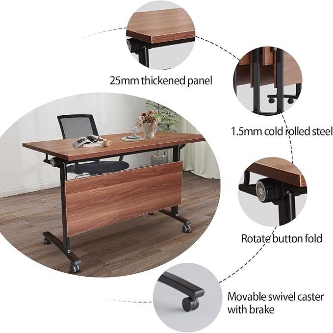 czxhaery Conference Room Table,Flip Top Conference Table The Folding Conference Table with Silent Wheels is Convenient and Fast,Mobile Training Table (4pack 140 * 60 * 75)