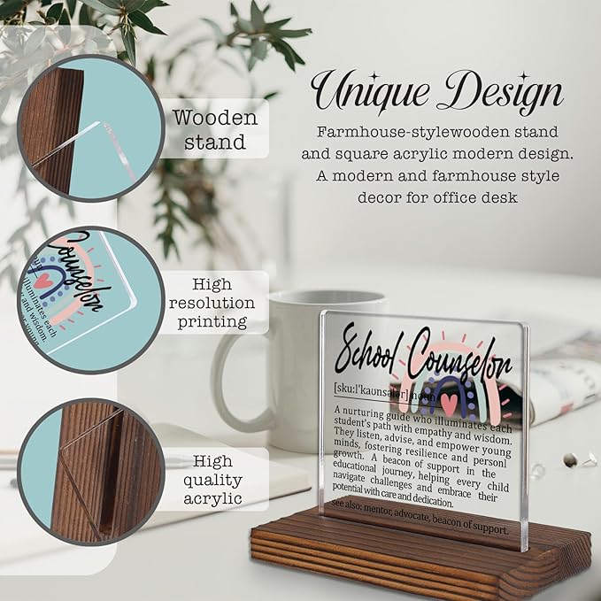 School Counselor Gifts, Thank You Desk Sign for Guidance Counselors, Inspirational Appreciation Plaque for Office Decor, Student Support Graduation Gift PA028