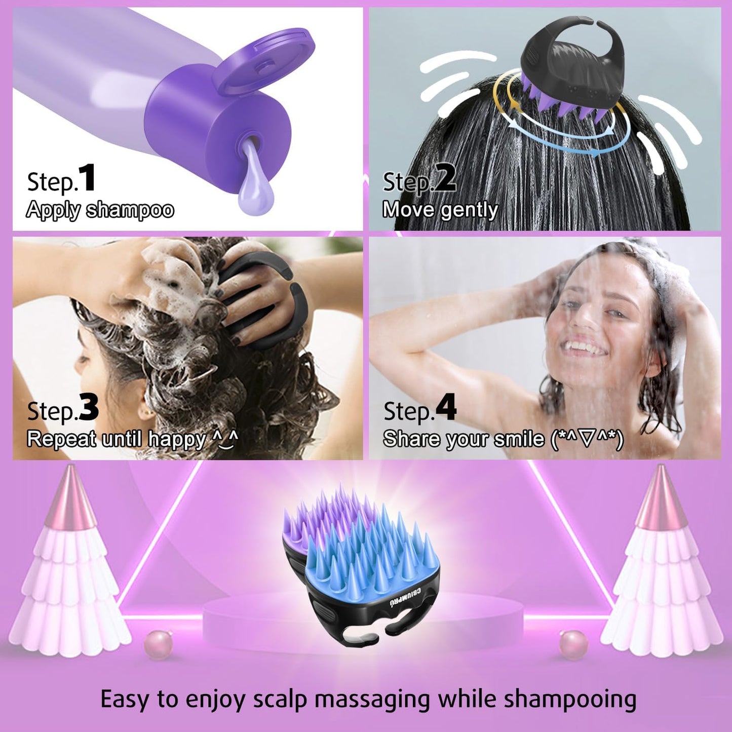 Cbiumpro 2-Pack Scalp Massager Shampoo Brush, Ultra Soft Silicone Scalp Scrubber Exfoliator Brush for Hair Growth & Dandruff Removal - 100% Fit All Hair Types