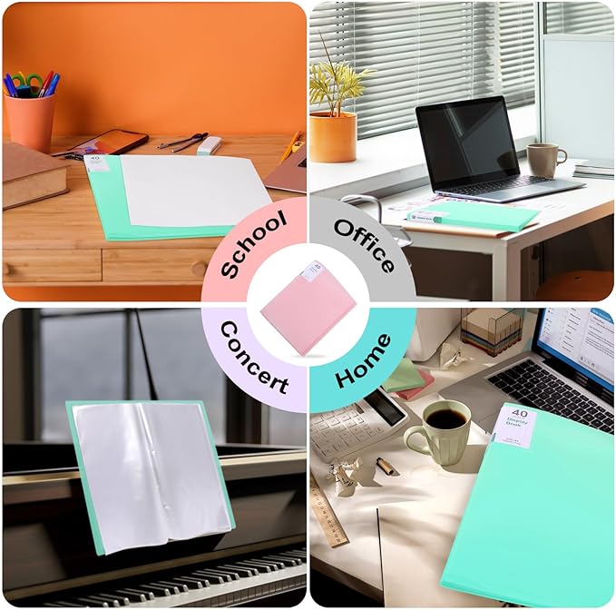 Phyxin Portfolio Binder, 80-Pocket Portfolio Folder 8.5" x 11", Displaying 160 Page Binder with Plastic Sleeves, Plastic Folders for Women & Men, Students, Teachers, Green