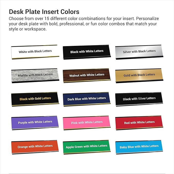 Custom Engraved Desk Plate | Personalized with your Name and Title | Perfect Decor for Office, Business, or Home | Multiple Font and Color Options | 2x8" or 2x10" (Purple w/White Letters, 2x10")