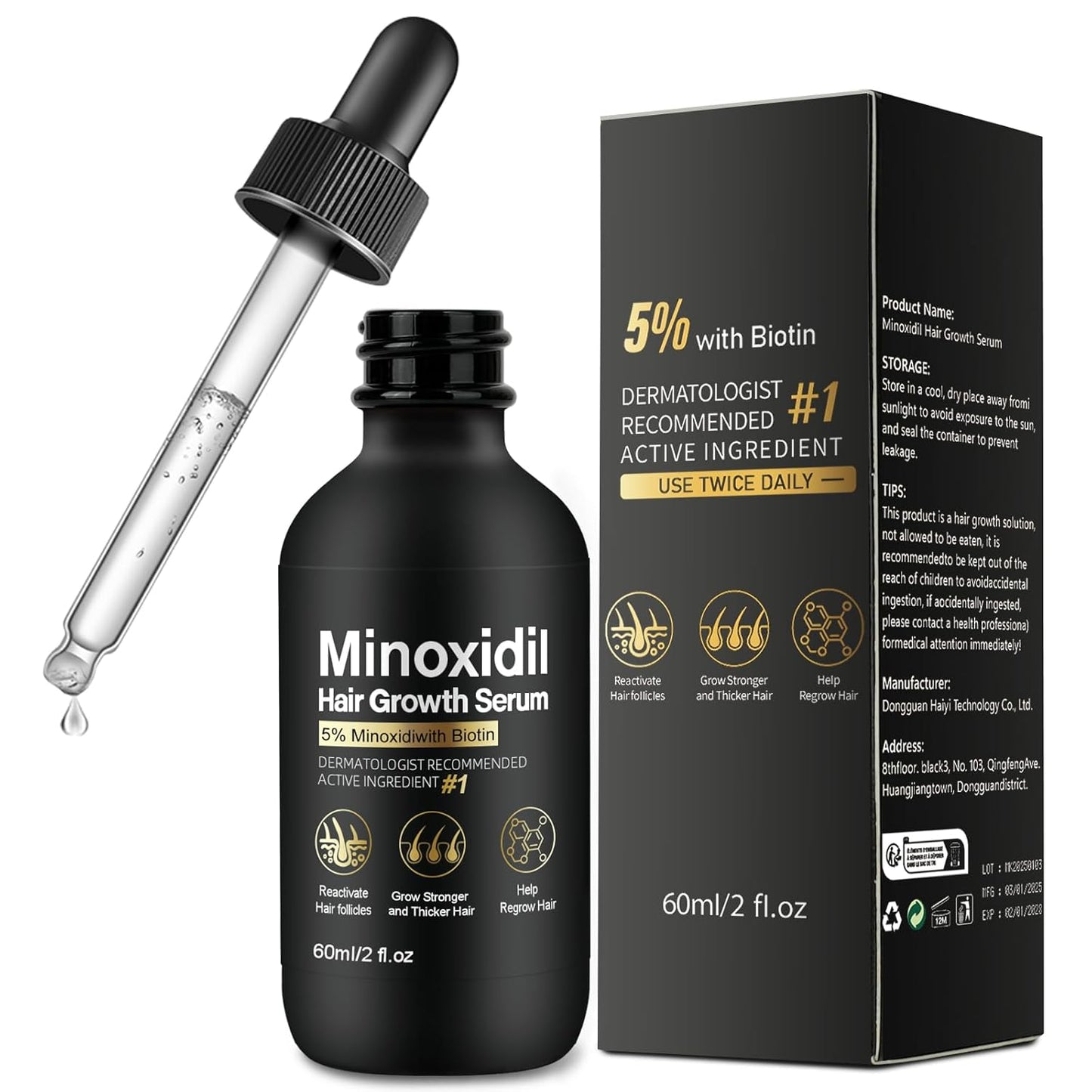 5% Minoxidil for Women Hair Growth - Hair Regrowth Treatment for Men and Women - Minoxidil Hair Growth Serum for Fuller, Thicker Hair