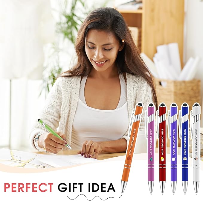 ENOMY Personalized Pens Bulk Free Engraved with Logo/Name/Message Black Ink Custom Pens Customized Stylus Ballpoint Pens Ideal Gifts for Business Anniversary (20)