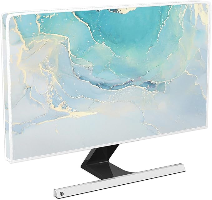 Baocicco Blue Green Marble TV Display Screen Cover 55 Inch Creative Anti-Static Dustproof Monitor Accessories Laptop LCD Cover Modern Screen Television Decoration for LED LCD OLED TVs