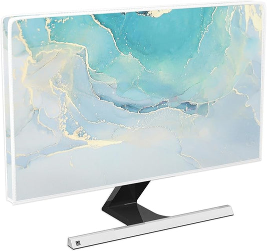 Baocicco Blue Green Marble TV Display Screen Cover 80 Inch Creative Anti-Static Dustproof Monitor Accessories Laptop LCD Cover Modern Screen Television Decoration for LED LCD OLED TVs