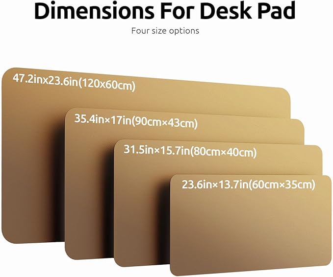 YSAGi Leather Desk Protector, Office Mat, Large Mouse Mat, Non-Slip PU Leather Blotter, Laptop Desk Pad, Waterproof Writing Pad for Office and Home (Bronze, 23.6" x 13.8")